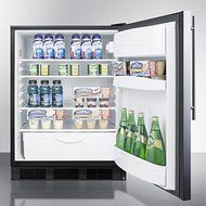 Summit FF6B7SSHVADA: Commercially approved, ADA compliant all-refrigerator in black for freestanding use, with... N2