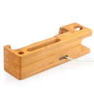TuoP@ Bamboo Wood Charging Stand, 3 in 1 iPhone 7 /7 plus 6/6 plus 6s/6s plus 5/5s Apple Watch 2/1 Stand Cradle... N6