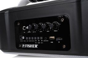 Fisher Wireless Bluetooth Karaoke Boombox System, FM Radio Player, Amplifier, Auxiliary Input, USB Port, and Ultra-Portable... N3