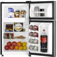 Hisense RT33D6BAE Compact Refrigerator with Double Door Top Mounted Freezer, 3.3 cu. ft., Stainless Silver N2