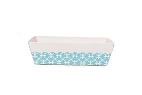 Simply Baked Paper Loaf Pan, Turquoise Lattice, 6 pans N2