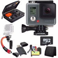 GoPro HERO Action Camera + Steadicam Curve for GoPro HERO Action Cameras (Red) + 16GB microSD Memory Card + Case...