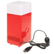 ThreeH New Mini Red USB Fridge Cooler Beverage Drink Cans Cooler/Warmer Refrigerator for Laptop PC Computer Red... N7