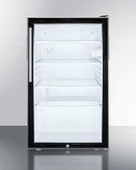 Summit SCR500BLBI7HVADA: Commercially listed ADA Compliant 20&quot; wide glass door all-refrigerator for built-in use...