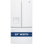 GE GFE24JGKWW 33" Energy Star Qualified French-Door Refrigerator with 23.8 Cu. Ft. Capacity, in White N6