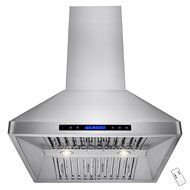 AKDY 30" Stainless Steel Island Mount Touch Control LED Display Removable Baffle Filter Kitchen Range Hood Cooking... N3
