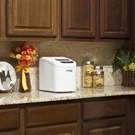 Ice Maker Portable Premium Compact Countertop Tabletop Electric Machine for Home in Mini White Design N7