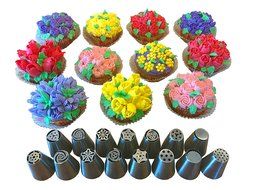 Russian Piping Tips - 15 Piece Set of Large Stainless Steel Cake Decorating Tips To Create Stunning Professional... N7