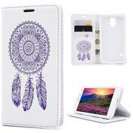 Galaxy S5 Case, YOKIRIN Printed Dream Catcher &amp; Campanula Design [Wrist Strap] Flip Folio... N49