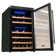 Edgestar 34 Bottle Free Standing Dual Zone Wine Cooler - Black/Stainless Steel N4