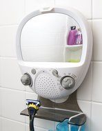 Sharper Image Shower Radio &ndash; FM and AM Radio &ndash; Anti-Fog Mirror and LED Light &ndash; Adjustable Accessory Tray &ndash; 8.6... N6