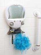 Sharper Image Shower Radio &ndash; FM and AM Radio &ndash; Anti-Fog Mirror and LED Light &ndash; Adjustable Accessory Tray &ndash; 8.6... N7