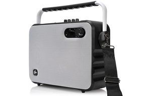 Fisher Wireless Bluetooth Karaoke Boombox System, FM Radio Player, Amplifier, Auxiliary Input, USB Port, and Ultra-Portable... N4