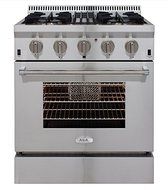 AGA APRO30DFSS 30" Professional Dual Fuel Range with RapidBake Convection, Stainless Steel N2