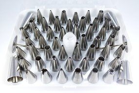 Davelle Cake Decorating Tips &ndash; 55 Piece Set. Premium Stainless Steel Decorating Tips with Hinged Storage Box. N2