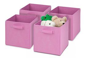 Honey-Can-Do SFT-01762 Kids Storage Bins, Soft and Foldable Organizers, Pink N16