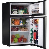 Galanz 3.1cu ft Stainless Steel Look Double Door Compact Refrigerator N2