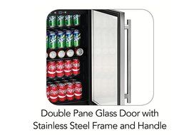 Tramontina 126-Can Capacity Stainless Steel Trim Wine Soda Beverage Center Glass Door Refrigerator N2