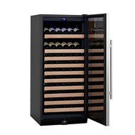 KingsBottle 98 Bottle Single Zone Wine Cooler, Black with Glass Door N14