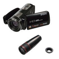 Ordro HDV-Z18 Plus Full HD 1080P Digital Video Camcorder Camera DV 3 inch TFT LCD Rotation Touch Screen with Teleconverter... N5