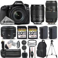 Canon EOS 80D Wi-Fi Full HD 1080P Digital SLR Camera + Canon 18-135mm IS USM Lens + Canon 50mm 1.8 II Lens + Tamron...