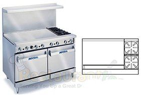 Imperial Commercial Restaurant Range 48&quot; With 2 Burners 36&quot; Griddle 2 Standard Ovens Nat Gas Ir-2-G36