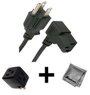 6FT Right Angled AC Power Cord for HP LE1901w 19-inch Widescreen LCD Monitor + 3 Outlet Adapter