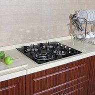 WINDMAX 24" Black Electric Tempered Glass Built-in Kitchen 4 Burner Gas Hob Cooktop