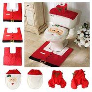 GUAngqi Christmas decoration Santa toilet Set seat cover &amp; rug &amp; tissue box cover set Gift N2
