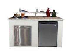 Galaxy Outdoor Voyager Series GXV-IGR-F Granite Island with Danby Designer Refrigerator, Large, Beige/Santa Cecilia
