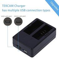 TEKCAM Dual-slot Battery Charger with Micro USB Cable for SJCAM DBPOWER EX5000 14MP Lightdow LD4000 LD6000 1080P... N6