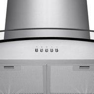 Kissemoji 30" Kitchen Island Vented/ Ductless Stainless Steel Glass Range Hood or Stove Vent with LED Lights N5