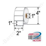 Zebra Compatible 2 x 1 Direct Thermal Labels 1"-Core 4"-OD, 1375/Roll, 12 Rolls (LP2844,LP2824 Plus,GC420D,GK420D...