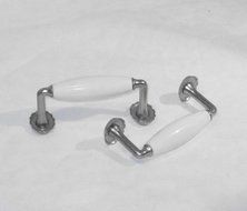 Threshold&trade; Pull - 2-Pack - Vintage Nickel/Acrylic Finish Pearl White