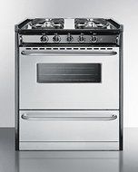 Summit TNM21027BFRWY Professional 30" Stainless Steel Gas Slide-In Sealed Burner Range N2