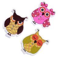 GU Angqi Cute Animal Owl Pattern Wooden Buttons Sewing Scrapbooking N2