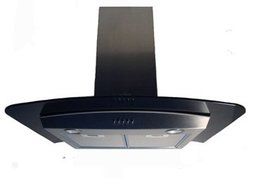 Range Hood Wall Mounted Stainless Steel Black Glass 30" KA-112-B. Made in Italy. N2