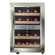 Firebird 12 Bottles Dual Zone Reversible Doors Stainless Steel Finish Wooden Shelves Freestanding Electric Wine... N5