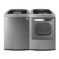 LG Graphite 4.5 Cu Ft Front Control Top Load Washer and 7.3 Cu Ft Steam ELECTRIC DRYER WT1201CV_DLEY1201V N3