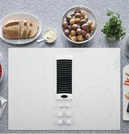GE Profile 30" White Electric Cooktop With Downdraft N4