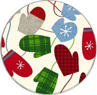 Range Kleen Hallmark Holiday Design Set of Four Burner Kovers, Mittens