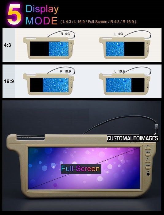 PAIR AUTOMOTIVE TAN BEIGE 12.2 SUNVISOR VISOR WIDESCREEN LCD VIDEO MONITOR SCREENS N2
