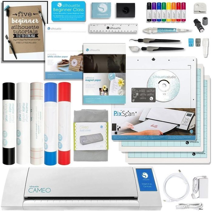 Silhouette Cameo 2 Touch with Large Starter Bundle, Full Vinyl Rolls, Guide, Tools, Mats, with Online Class and... N3