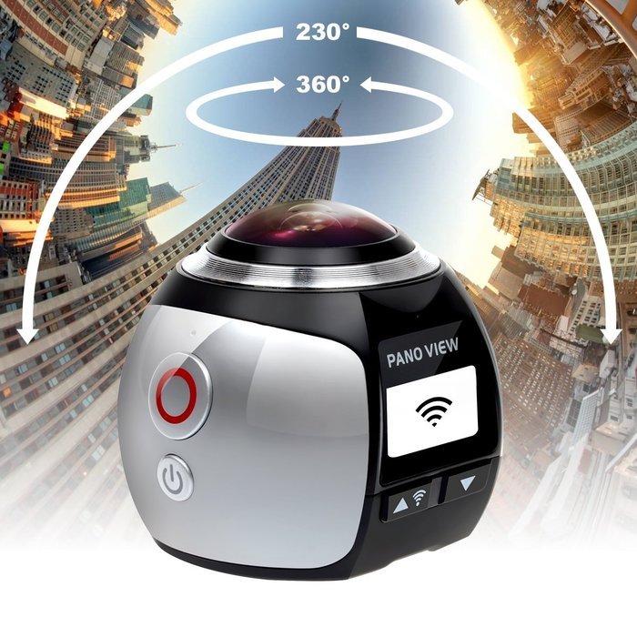 Campark 16MP 3K(2448*2448/30fps) 360 Degree Panoramic VR Action Camera,Spherical Lens,3D, Waterproof, WIFI,Support... N4