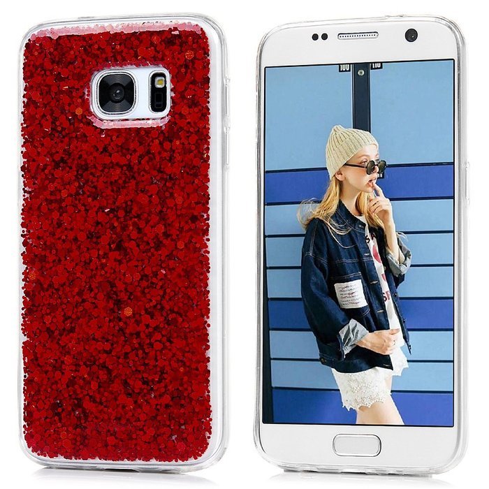Badalink Galaxy S7 Case Shiny Glitter Sparkle Powder Series Shockproof Drop Protection Soft TPU Rubber Protective... N10