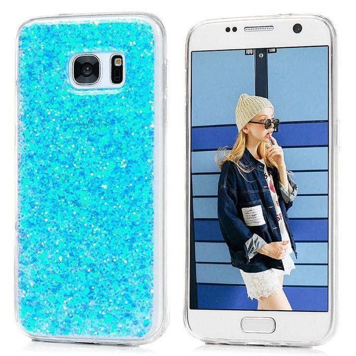 Badalink Galaxy S7 Case Shiny Glitter Sparkle Powder Series Shockproof Drop Protection Soft TPU Rubber Protective... N14