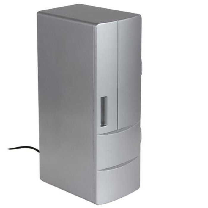 Mini USB LED PC Refrigerator Fridge Beverage Drink Cans Cooler Warmer Silver N5