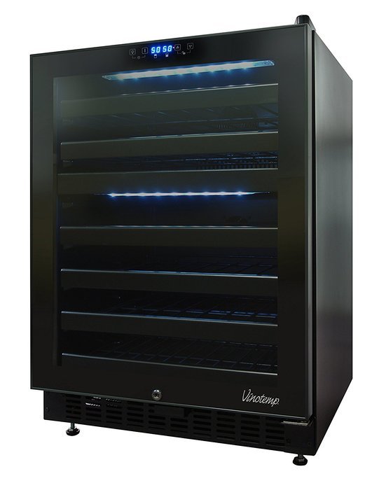 Vinotemp 46 Bottle Dual-Zone Touch Screen Wine Cooler, Black N4