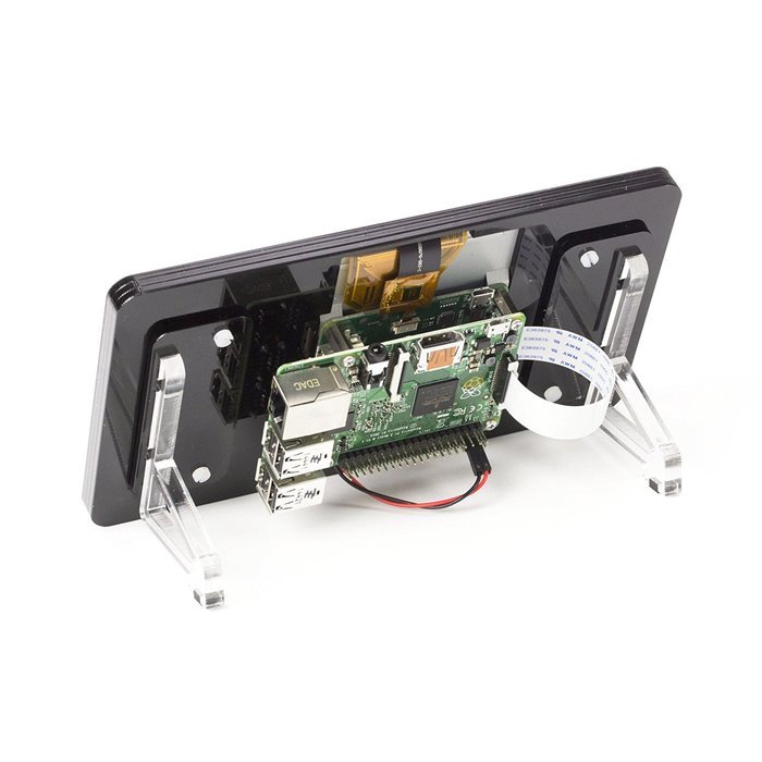 Official Raspberry Pi 7" Touchscreen w/ Pimoroni Black LCD Stand N3