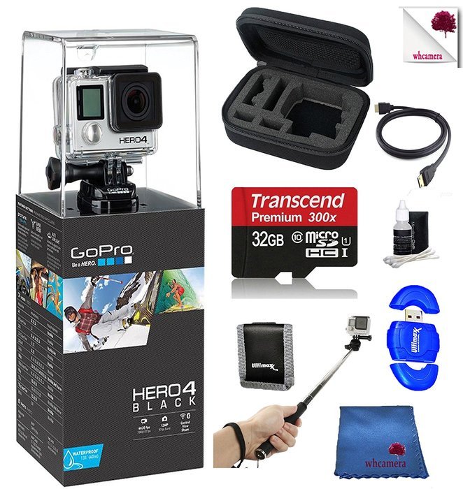 GoPro Hero4 Black Woodland Hills Exclusive 8 pc Adventure Bundle Includes GoPro Hero 4, 32 GB Memory Card, Case...